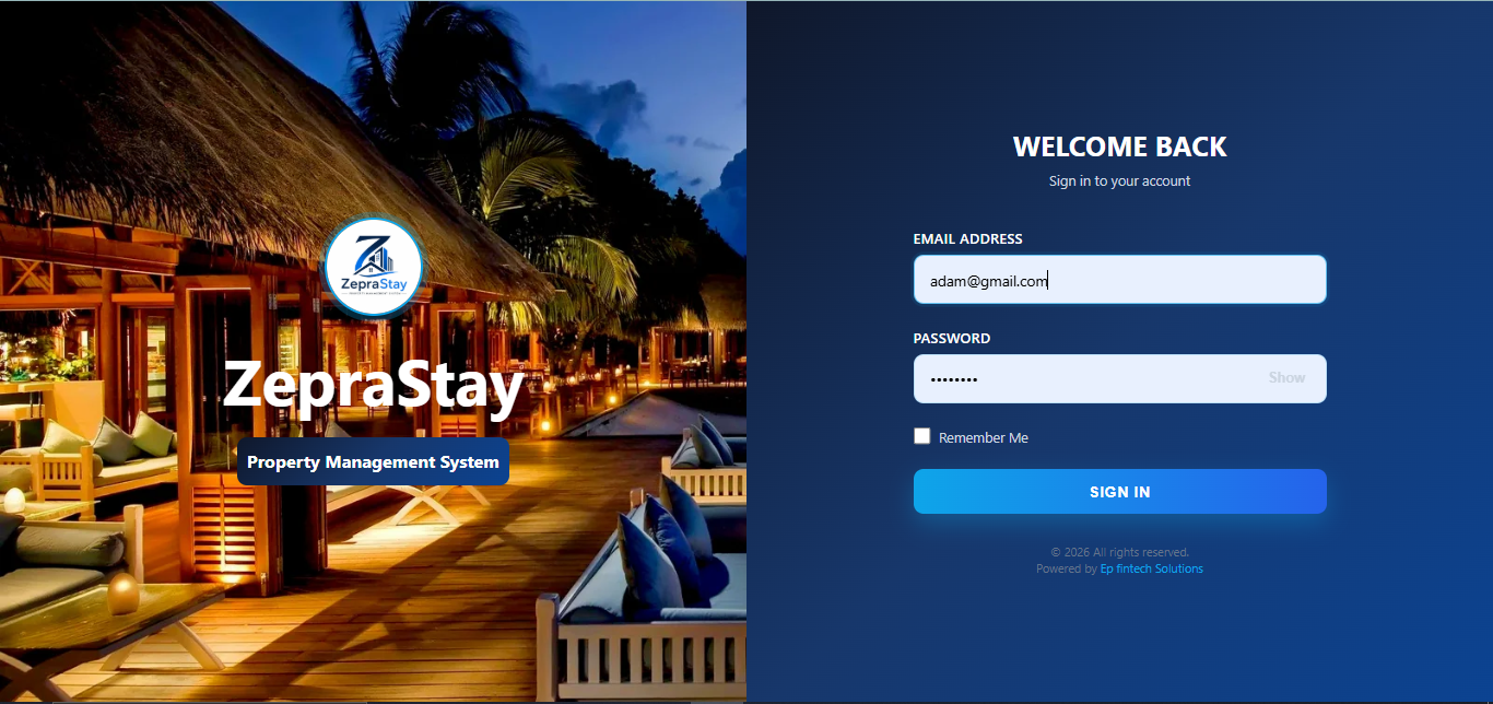 ZepraStay Dashboard